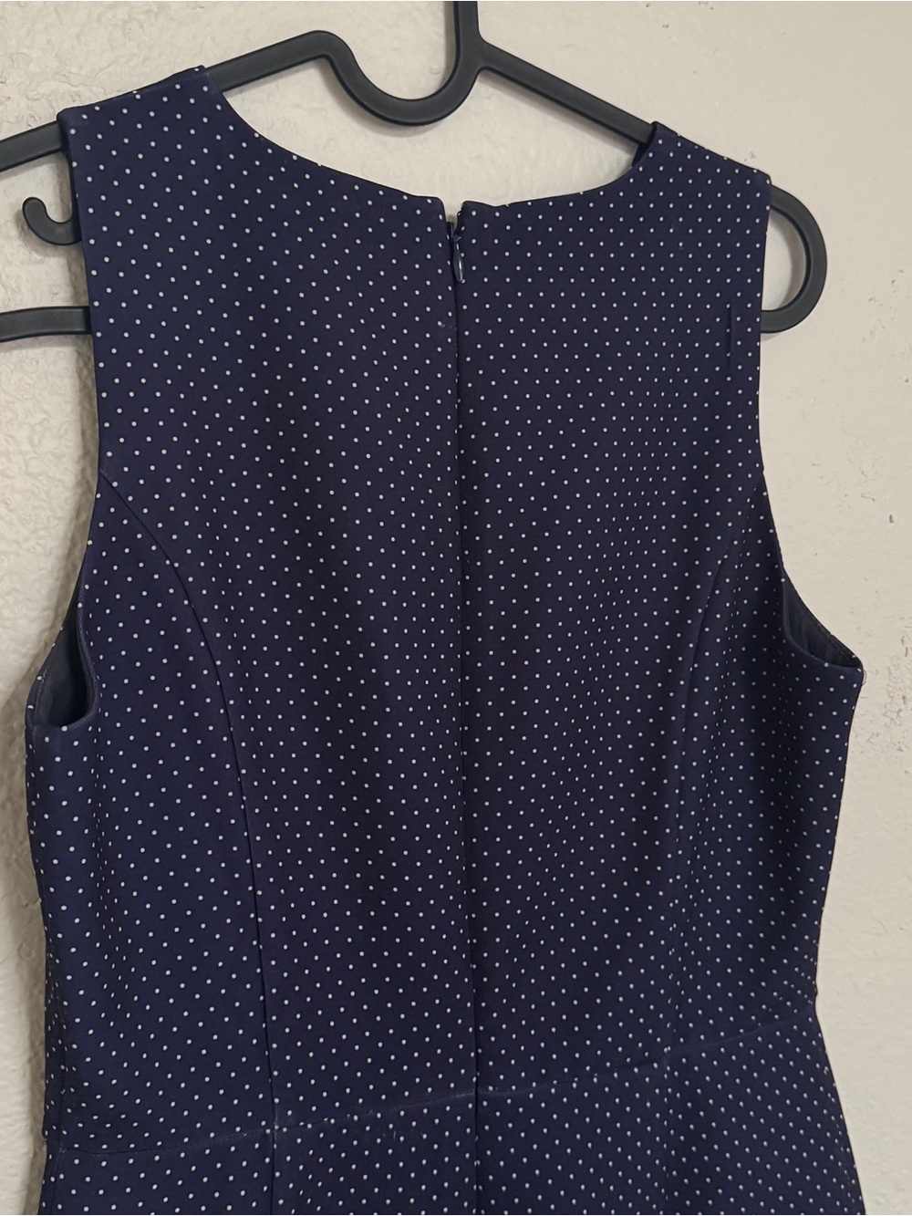J. Crew Navy Blue Polka Dot Sleeveless Mini Dress - Picture 4 of 6